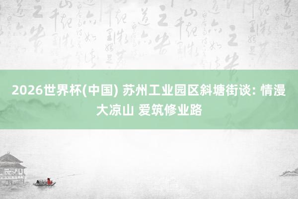 2026世界杯(中國) 蘇州工業(yè)園區(qū)斜塘街談: 情漫大涼山 愛筑修業(yè)路