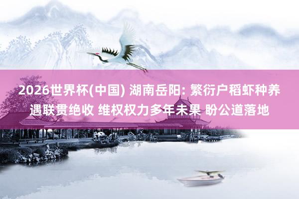 2026世界杯(中國) 湖南岳陽: 繁衍戶稻蝦種養(yǎng)遇聯(lián)貫絕收 維權權力多年未果 盼公道落地