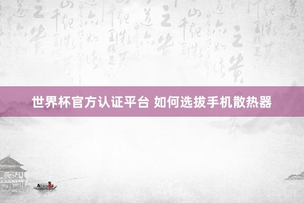 世界杯官方認(rèn)證平臺(tái) 如何選拔手機(jī)散熱器