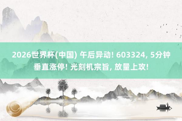 2026世界杯(中國) 午后異動! 603324, 5分鐘垂直漲停! 光刻機宗旨, 放量上攻!
