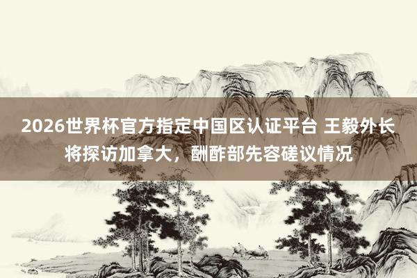 2026世界杯官方指定中國區認證平臺 王毅外長將探訪加拿大，酬酢部先容磋議情況