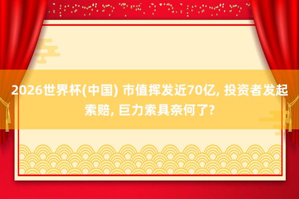 2026世界杯(中國) 市值揮發(fā)近70億, 投資者發(fā)起索賠, 巨力索具奈何了?