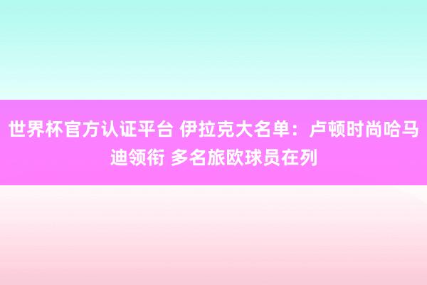 世界杯官方認證平臺 伊拉克大名單：盧頓時尚哈馬迪領銜 多名旅歐球員在列